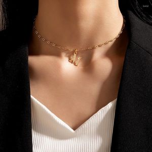 Ожерелья с подвесками INS Простое ожерелье с буквами для женщин и мужчин Модные подвески с геометрическим рисунком из золотого сплава Свитер-цепочка Ювелирные изделия для вечеринок 21353