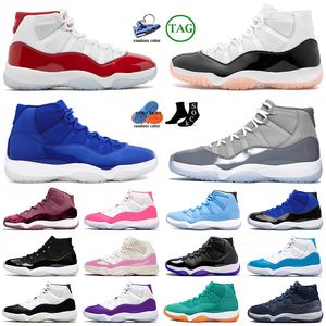 Mens Jumpman 11 Cherry Cool Grey 11s Basketball Shoes Neapolitan Midnight Navy Pink Valentines Day White Bred Space Jam Low Gray Cement Women Sneakers Sports