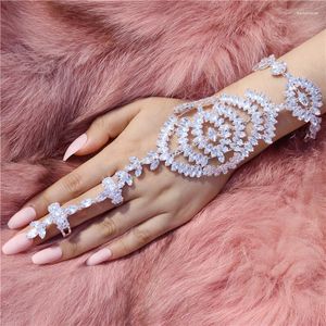 Länk armband mönster lyxiga strass dam armband ring set mode romantisk kristall charm kvinnor party smycken ornament grossist