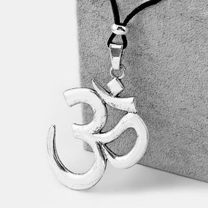 Pendant Necklaces 1PCS Abstract Metal OM AUM Symbol Yoga Buddhist Charm Velvet Cord Necklace Jewelry