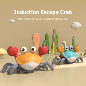 Intelligens leksaker mage tid crawling crab pedagogisk USB laddning ljus upp sensoriska rörliga leksaker som går för baby födelsedagspresent 230911