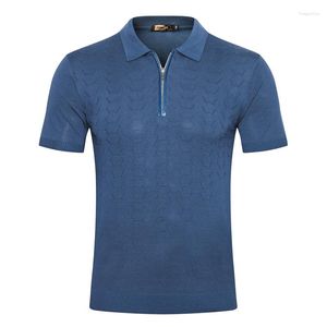 Men's Polos OECHSLI Shirt Silk Snake Skin Men 2024 Summer Short Sleeve Thin Straight Fashion High Quality Big Size M-5XL