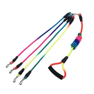 Dog Collars Leashes Pet Dog Leash Double Twin Dog Leash Colorful Nylon Dog Rope Walk 2/3/4 Dogs Lead Detachable Anti-entanglement Foam Handle 1.9m 230911