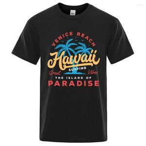 Herr t shirts hawaii surfing venice strand av paradiset tryck män t-shirt mode kläder bomull sommar toppar mens överdimensionerade tee