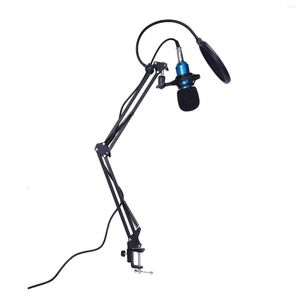 Mikrofoner kondensor Mikrofon Mic Kit Live Studio Sound Recording Mount Boom Stand Blue Silver