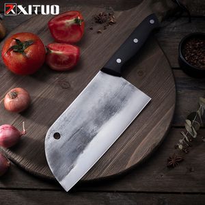 XITUO Tagliere Affettare Coltello da cucina Full Tang Coltelli da chef vecchio stile forgiati a mano Coltello da macellaio in acciaio ad alto tenore di carbonio Coltello da carne