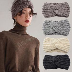 Neue Mode Stirnband Breite Seite Gestrickte Kopfbedeckungen Hohe Elastische Haarband Winter Für Erwachsene Haar Zubehör Großhandel