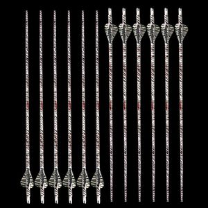 12PCS Linkboy Archery Spine 400 Zebra Pattern Carbon Arrow Shaft 32'' ID6 2mm Compound Traditional Bow Hunting Shooting240A