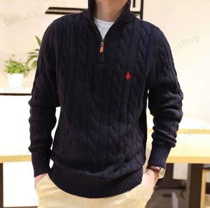 Men's Sweaters Mens Sweater Designer Polo Half Zipper Ralphs Hoodie Long Sleeve Knitted Horse Twist High Collar Men Woman Laurens Embroidery Advanced Design 665ess