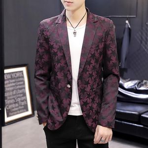 Erkekler Suits Blazers 2021 Sonbahar Blazer Suit Ceket Kore versiyonu Slim Maskulino Yıldız Baskı Genç Moda Günlük Kat2986