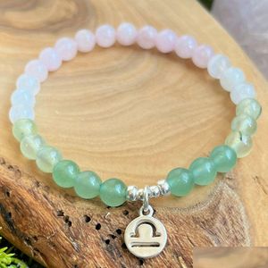 Bärade strängar MG1759 6 mm Madagaskar Rose Quartz Green Aventurine Prehnite Rainbow Moonstone Crystals Armband Drop Deliver Dhgarden Dhgmk