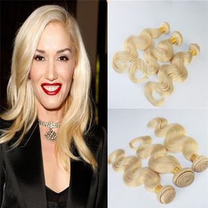 Factory Whole #613 Blonde Human Hair Bundles Virgin Unprocessed Remy Hair Extensions Body Wave Russian Human Hair Weft Extensi225V