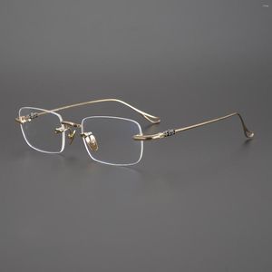 Solglasögonramar Ultra Light Rimless Pure Titanium-glasögon för män och kvinnor Trendiga anti-Blue Myopiska glasögon