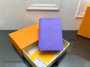 Luxury Designer Women Purple Wallets Unisex Embossed Letter Multiple Wallets Orange Card Holders Brand Men's Multi Card Long Wallet Suit Clip Zipper Pocket Purses