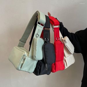 Sacos de noite Nylon Cor Sólida Mulheres Pano Bolsa de Ombro Moda Casual Feminino Pequeno Crossbody Vermelho Simples Meninas Messenger Bolsas