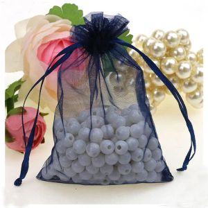 7cm*9cm Organza Sheer Gaher Earrings Halsbandsmycken Puches PACKS Packing Drawable Organza Pouch På