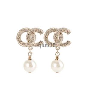 Orecchini a bottone con doppia perla CHANNEL Orecchini a bottone Orecchini con perla di diamanti Pendenti di alta qualità Non sbiaditi 19 stili Gioielli da sposa per donna Orecchini con perla a goccia x0