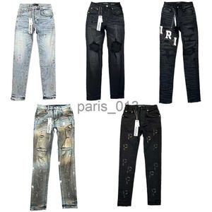 Erkekler Kot Mor Brand Jeans Moda Mens Jeans Serin Stil Lüks Tasarımcı Denim Pant Pantolon Sıkıntılı Yırtık Bikter Siyah Mavi Jean İnce Fit Boyut 28-40 X0911