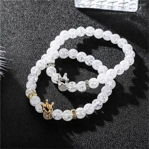 Strand Luxury Frosted White Crystal Rounded Armband Women Man Fashion Party Gift Jewelry