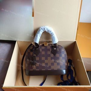 Diseñadores Tote Alma BB 25 cm Bolsa de concha Bolsos de diseño de lujo Mujeres Damier Ebene Bolsos de hombro de lona bolso con llave Correa para el hombro N41221