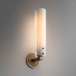 Wall Lamp Modern Copper Glass Indoor Luxury Porch Light Restroom Vanity Aisle Stair For Living Room Bedroom