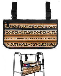 Storage Bags Mexico Stripes Leopard Print Animal Skin Texture Brown Wheelchair Bag Armrest Side Electric Scooter Pouch