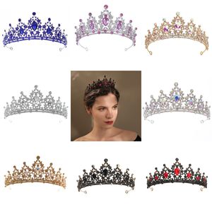 Düğün Saç Tiara Kristal Gelin Tiara Taç Gümüş Renkli Diyatem Peçe Tiaras Düğün Saç Aksesuarları Baş Mücevherler