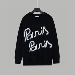 Mäns plus -hoodies tröjor Sweatshirts Nya Aop Jacquard -brev stickad tröja under hösten / vintern ny stickmaskin e anpassade jnlarged detalj besättning hals bomull 353dg