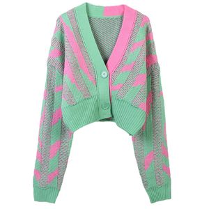 908 XL 2023 Milano Runway Autunno Maglione da donna Marca Stesso stile Manica lunga Scollo a V Cardigan verde Donna mingmei