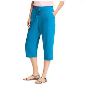 Calças femininas curtas para mulheres moda solta casual cor sólida 7 com bolsos calças vintage pantalones