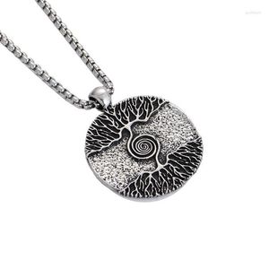 Pendant Necklaces Men Women Classic Vintage Viking Style World Tree Round Necklace Street Party Hip Hop Rock Jewelry Gift