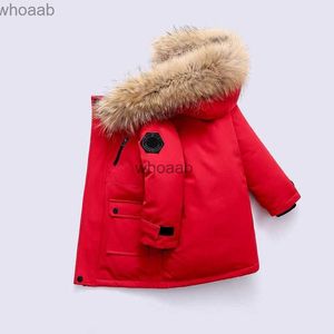 メンズダウンパーカー2022冬のデザイナーキッズボーイズのためのジャケットをコートする本物のアライグマファー濃い暖かい赤ちゃんアウターウェアコート2-12ガールズジャケットイヤーキッドHKD230911