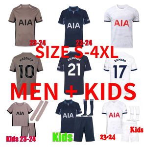 23 24 Spurs Men Kids Kit Son Bergwijn Camisas de Futebol 2023 2024 Camisa de Futebol Romero Maddison Tottenham Perisic Danjuma Richarlison Kulusevski Van de Ven Bentancur