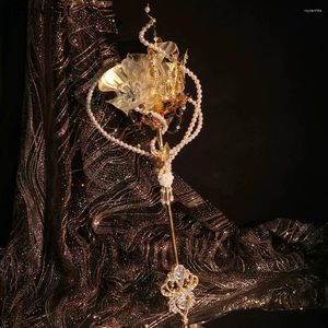 Bröllopsblommor Janevini Rhinestone Pearls Gold Crown Bridal Bouquets Scepter Handgjorda kreativa dräkt Handhållna smycken Bukett