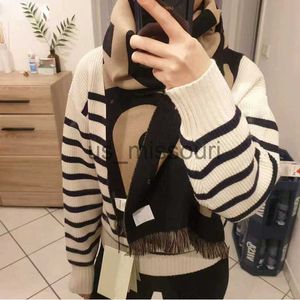 Scarves Luxury Cashmere Women B Scarf Spring Winter Plaid Cappa Opera Cape Wraps Female Tippet Bandana Scarves Headscarf Foulard Mujer J230911