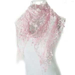 Scarves Fashion Shawl Lace Veil Polyester Scarf Bandana Prayer Wedding Mantilla Chapel White Embroidered Hijab Women