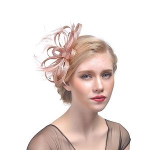 Copricapo da sposa 85LB Fascinator da sposa Cappello con volant Fiore Piuma Tea Party Donna Ragazze Fermaglio per capelli Glitter Strass Vintage Ba229P