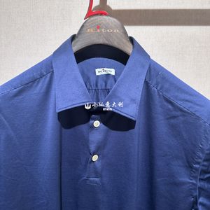 Herren-Poloshirts, Sommer-Kiton-Poloshirts aus Baumwolle in Marineblau mit kurzen Ärmeln