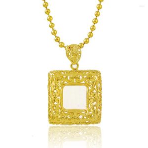 Ожерелья с подвесками SAIYE, ожерелье с окном любви, 24-каратное позолоченное обручальное ювелирное изделие, подарок для женщин