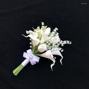 Wedding Flowers Whitney Collection Flower Buquet Ivory Calla Lilies with Lily of the Valley Mała rozmiar Druhna