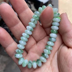 Strang Natürliche Jadeit Myanmar Perlen Armbänder Hochwertige Burma Jade Abacus Perlen Elastische Perlen Armband Männer Frauen Jade Armreif