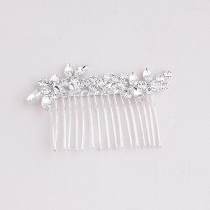 Hair Clips Floralbride Art Deco Clear Rhinestones Crystals Leaf Wedding Comb Bridal Accessories Jewelry Women