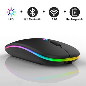 Rechargeable Wireless Bluetooth Mice With 2.4G receiver 7 color LED Backlight Silent Mice USB Optical Gaming Mouse for Computer Desktop Laptop PC Game