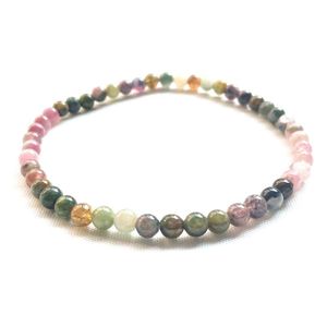 Perline Mg0109 Bracciale all'ingrosso con tormalina arcobaleno di grado A 4 mm Mini pietra preziosa Nuovo design Donna Yoga Mala Gioielli Drop Deliv Dhgarden Dhcab