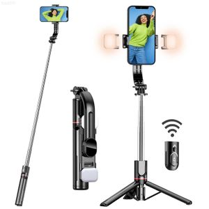 Selfie Monopods Selfie Monopods Yükseltilmiş Işık Uzun 44 inç Telefon Çıkarılabilir Uzaktan 230210 L230912