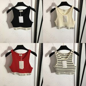 Multiple Colors Knitted Vest Women Letter Print Sleeveless Camisole Tops Sexy Round Neck Knitwear