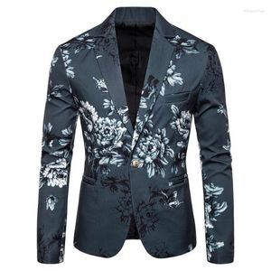 Ternos masculinos primavera terno de negócios jaqueta de peça única flor e borboleta banquete moda impresso blazer