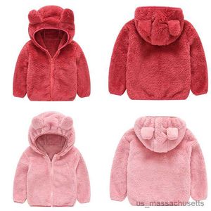 Jackets Children Clothing Coat for Girls Boys Color Plush Cute Ear Hooded Jacket Autumn Winter Warm Cotton Kid Outerwear R230912