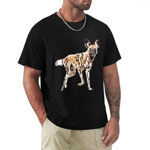 Polos masculinos selvagens africanos pintados cachorro aquarela arte de parede camiseta verão top plus size camisetas blusa masculina