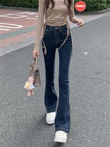 Frauen Jeans 2023 Vintage Hohe Taille Frauen Dünne Gerade Sinn Für Design Streetwear Koreanische Mode Mom Denim Hosen Flare Hosen